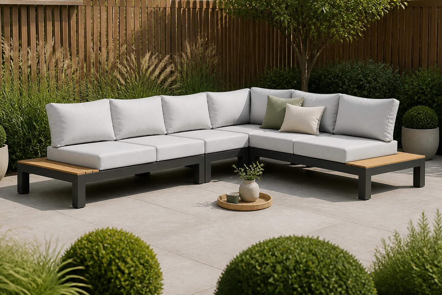 Sfeerfoto van Lifestyle Garden Furniture Vittoria hoek loungeset 4-delig – Grijs-antraciet