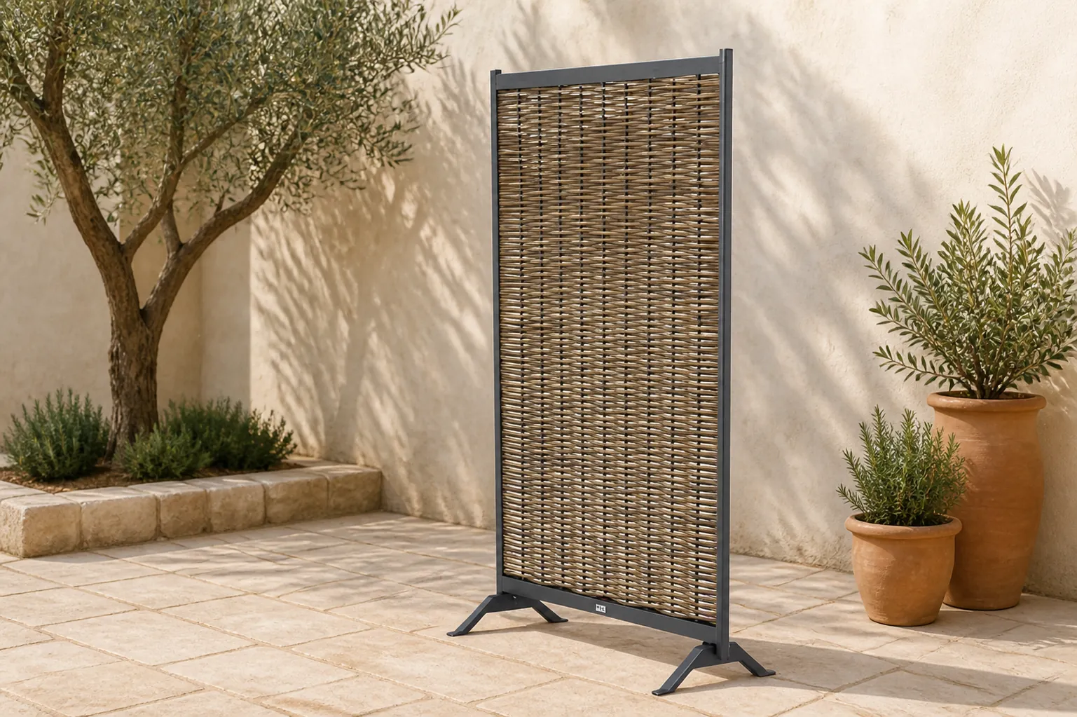 Sfeerfoto van Coco Palm windscherm 123 x 180 cm – Taupe-naturel-bruin