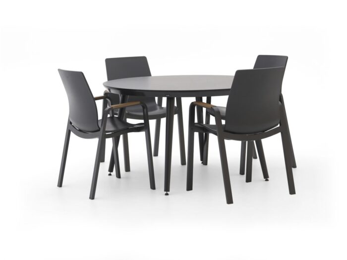 Hartman tuinmeubelen Flow/Sophie Studio ø128cm dining tuinset 5-delig – Grijs