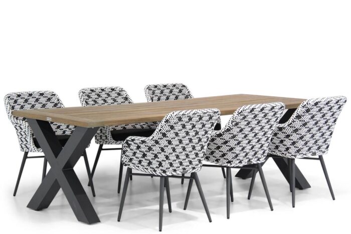Lifestyle Garden Furniture Crossway/Cardiff 240 cm dining tuinset 7-delig – Zwart-wit