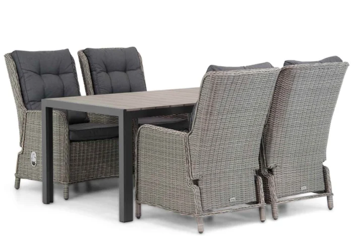 Garden Collections Kingston/Young 155cm dining tuinset 5-delig - Grijs-antraciet