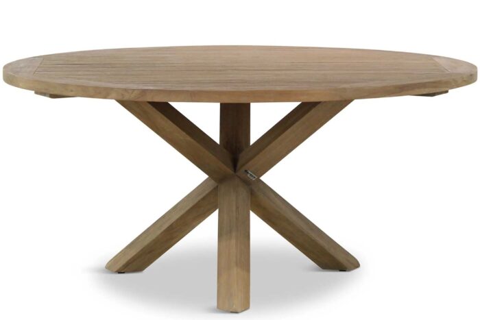 Garden Collections Sand City rond dining tuintafel 160 cm – Old teak greywash