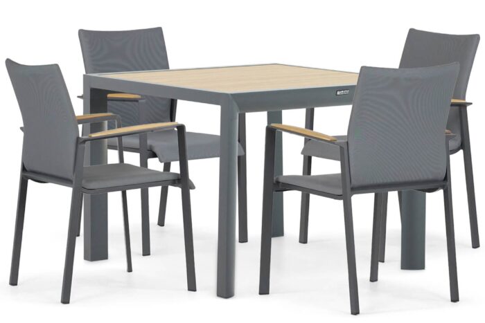Lifestyle Garden Furniture Brandon/Borello 100 cm dining tuinset 5-delig – Grijs-antraciet