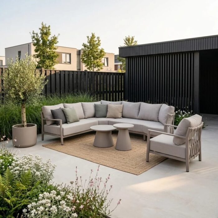 LUX outdoor living Merida hoek loungeset incl loungestoel | aluminium + touw | beige