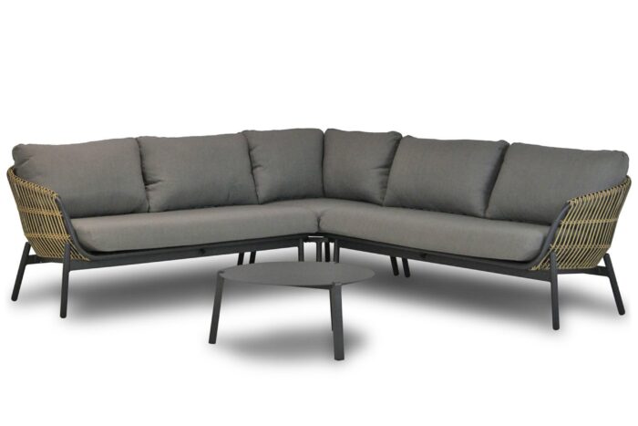 Coco Nathan/Rimini 60 cm hoek loungeset 4-delig – Taupe-naturel-bruin