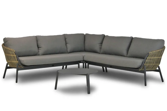 Coco Nathan/Rimini 60 cm hoek loungeset 4-delig - Taupe-naturel-bruin