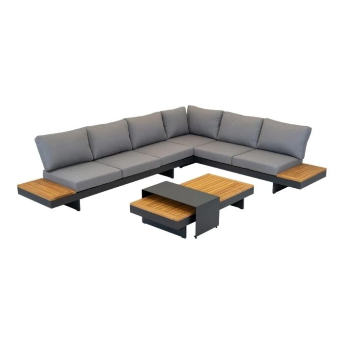 Lesli Living Barbados hoek loungeset 6 personen | aluminium + teakhout | Natural Teak | 4-delig 323x245cm