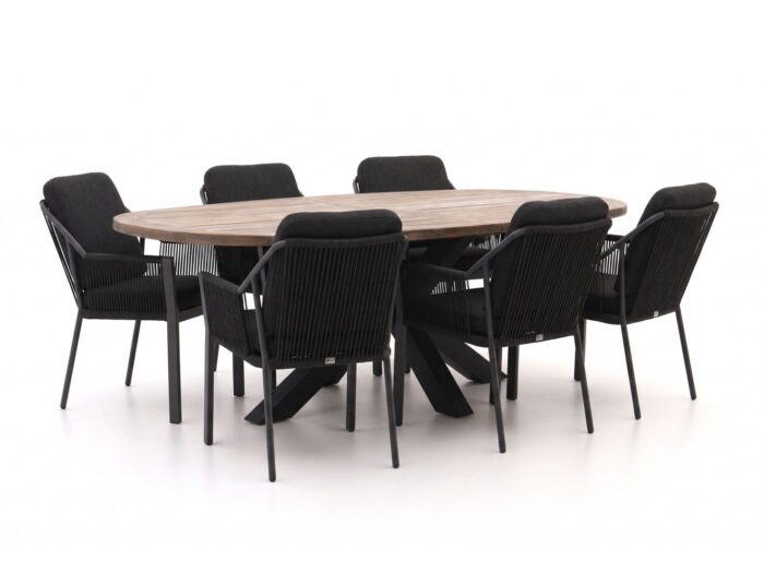 Tierra Outdoor Liv/ROUGH-Y Ellips 240cm dining tuinset 7-delig stapelbaar Laagste prijsgarantie!