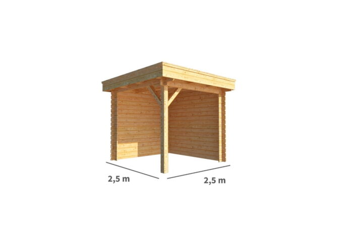 Warentuin collection Overkapping Lisa-Kensi 250 cm bij 250 cm diep plat dak – bruin