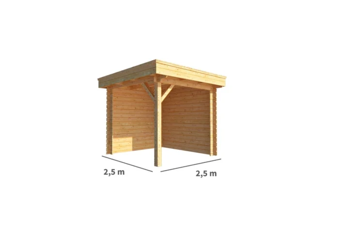 Warentuin collection Overkapping Lisa-Kensi 250 cm bij 250 cm diep plat dak - bruin