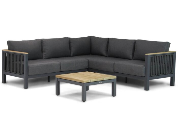 Santika Furniture Shadow/Riviera 75 cm hoek loungeset 4-delig – Grijs-antraciet
