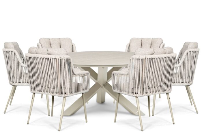 Lifestyle Garden Furniture Tivoli/Xento 150 cm dining tuinset 7-delig – Zand/Beige