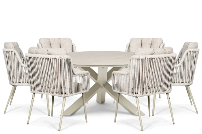 Lifestyle Garden Furniture Tivoli/Xento 150 cm dining tuinset 7-delig - Zand/Beige