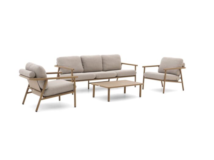 Forza Furniture Cuneo stoel-bank loungeset 4-delig – Bruin