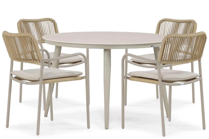 Coco Penya/Vienna 120 cm dining tuinset 5-delig - Taupe-naturel-bruin