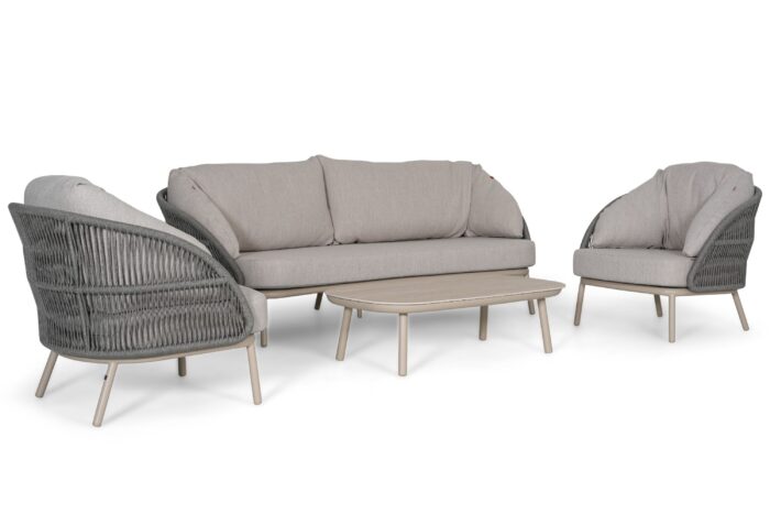 Santika Furniture Pebble stoel-bank loungeset 4-delig – Zand/Beige