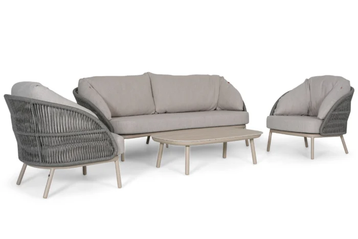 Santika Furniture Pebble stoel-bank loungeset 4-delig - Zand/Beige