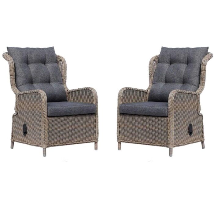 Denza Furniture Glasgow loungestoel tuin set van 2 | wicker + aluminium | Ash Grey – Grijs