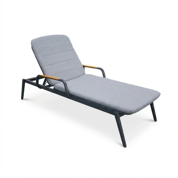 LUX outdoor living Malta ligbed antraciet | aluminium + teak | antraciet | 186cm