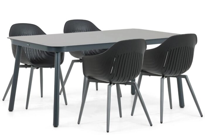 Lifestyle Garden Furniture Lissabon/Tavano 160 cm dining tuinset 5-delig – Zwart