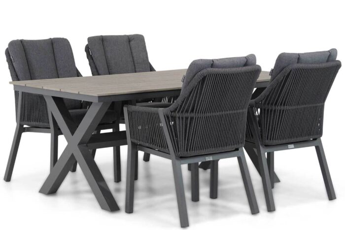 Lifestyle Garden Furniture Verona/Forest 180 cm dining tuinset 5-delig – Grijs-antraciet