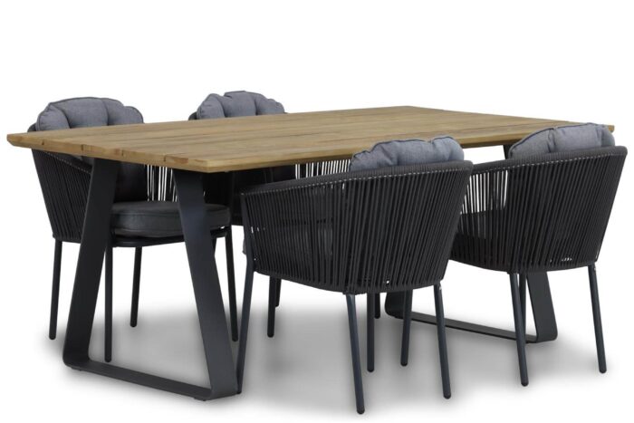 Santika Furniture Novita/Palta 180 cm dining tuinset 5-delig – Grijs-antraciet