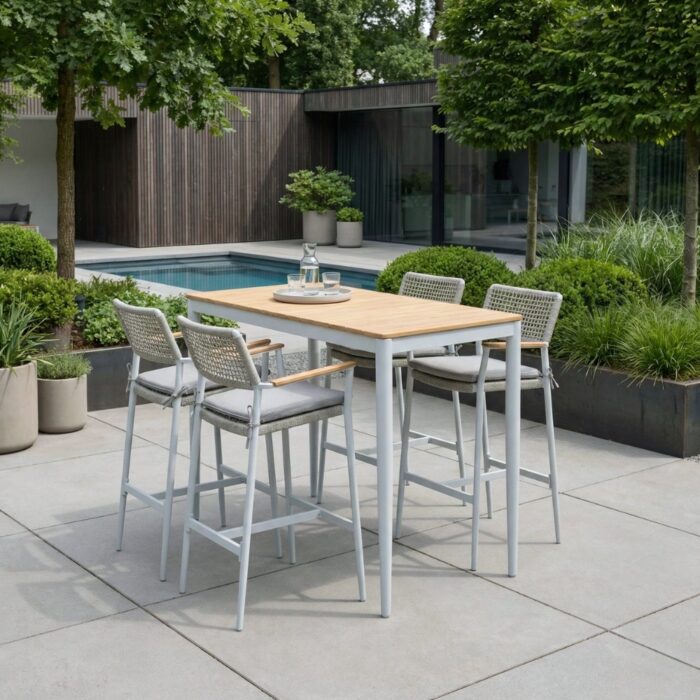 LUX outdoor living Sandro barset 5-delig | aluminium + teakhout | 140cm