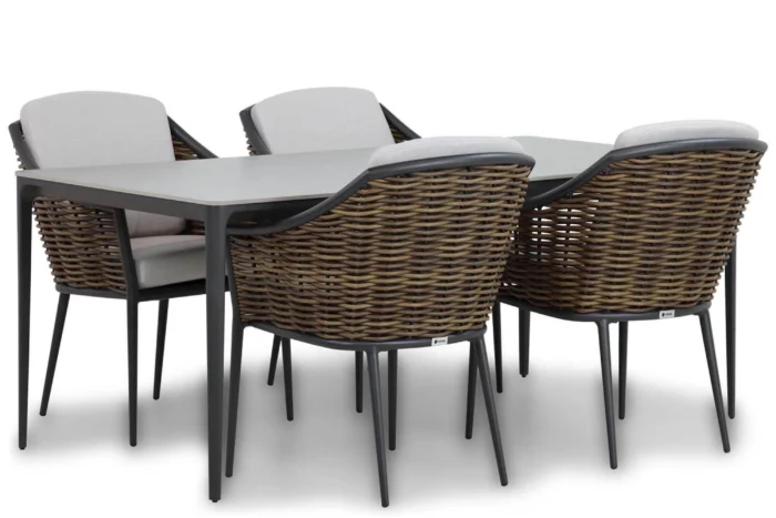 Coco Olivine/Gianna 180 cm dining tuinset 5-delig - Grijs-antraciet