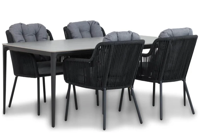 Santika Furniture Tendenza/Gianna 180 cm dining tuinset 5-delig - Grijs-antraciet