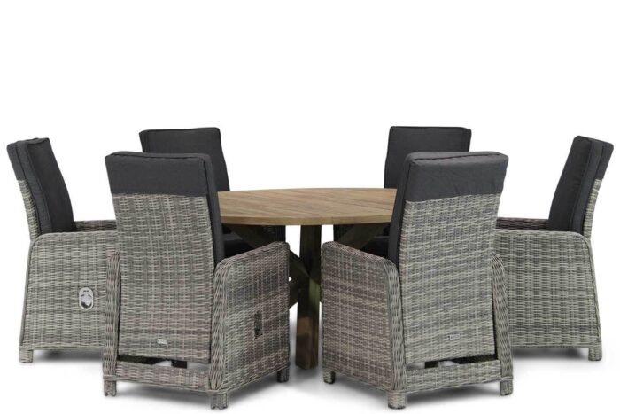 Garden Collections Bello/Sand City rond 160 cm dining tuinset 7-delig – Grijs-antraciet