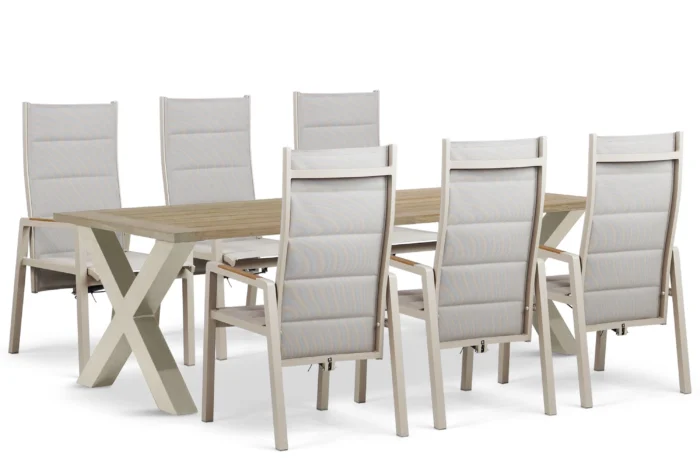 Lifestyle Garden Furniture Essence/Cardiff 240x100 cm dining tuinset 7-delig - Taupe-naturel-bruin