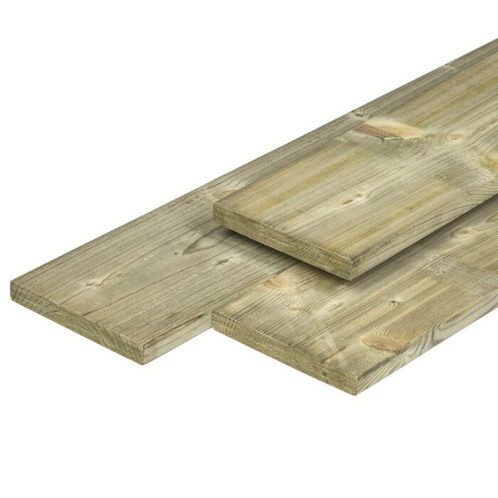 Tuindeco Midden-Europees grenen tuinplank gedroogd, groen geimpregneerd, geschaafd 4rh 1,5 x 14,0 x 360 cm