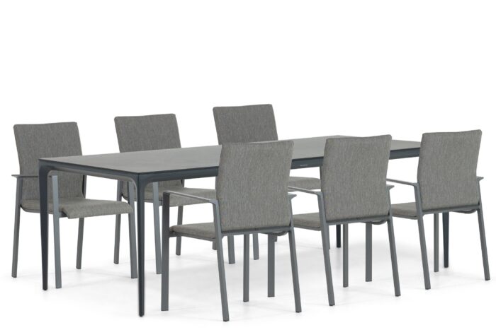 Lifestyle Garden Furniture Rome/Cesar 220 cm dining tuinset 7-delig – Grijs-antraciet
