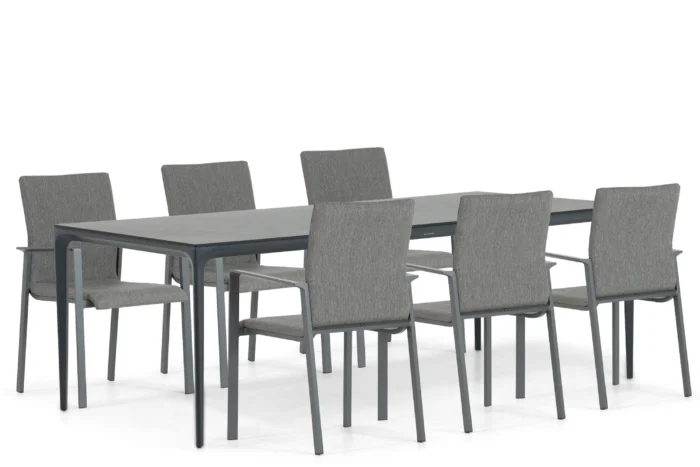 Lifestyle Garden Furniture Rome/Cesar 220 cm dining tuinset 7-delig - Grijs-antraciet