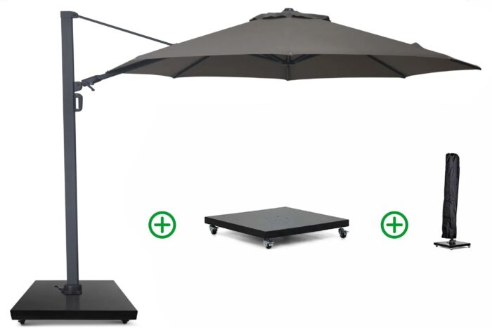 Camello Luna zweefparasol 3.5m S2 Excellent (incl. voet + hoes) – Taupe-naturel-bruin