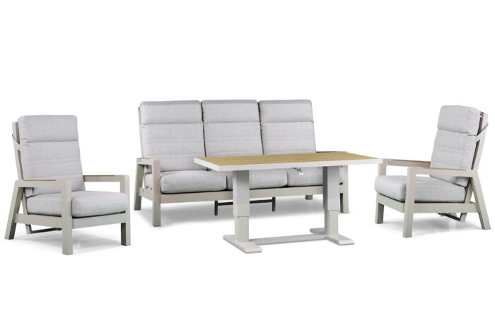 Lifestyle Garden Furniture Evora stoel-bank loungeset 4-delig – Taupe-naturel-bruin