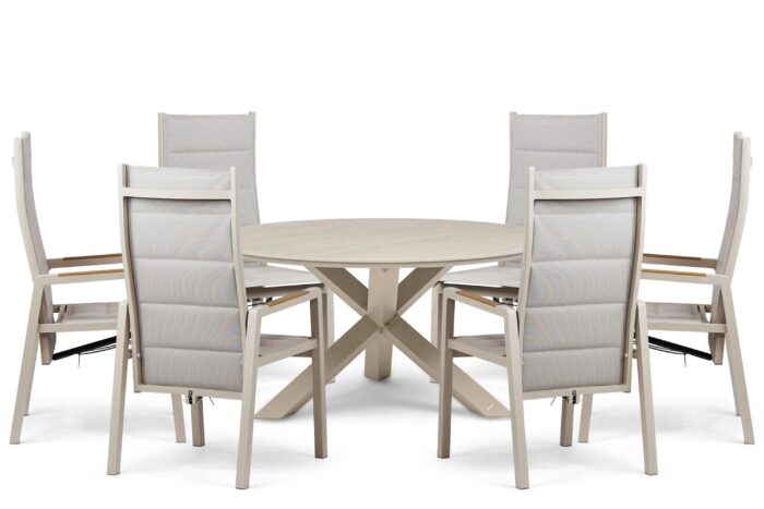 Lifestyle Garden Furniture Essence/Xento 150 cm dining tuinset 7-delig - Taupe-naturel-bruin