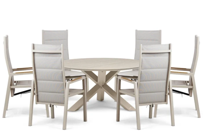 Lifestyle Garden Furniture Essence/Xento 150 cm dining tuinset 7-delig - Taupe-naturel-bruin