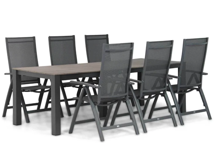 Presto Vasto/Valley 240 cm dining tuinset 7-delig - Grijs-antraciet