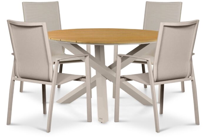 Lifestyle Garden Furniture Ultimate/Ancona 125 cm dining tuinset 5-delig – Zand/Beige