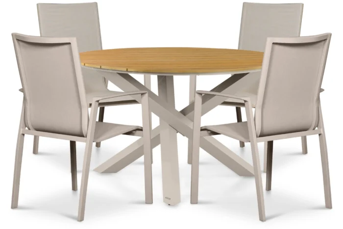 Lifestyle Garden Furniture Ultimate/Ancona 125 cm dining tuinset 5-delig - Zand/Beige