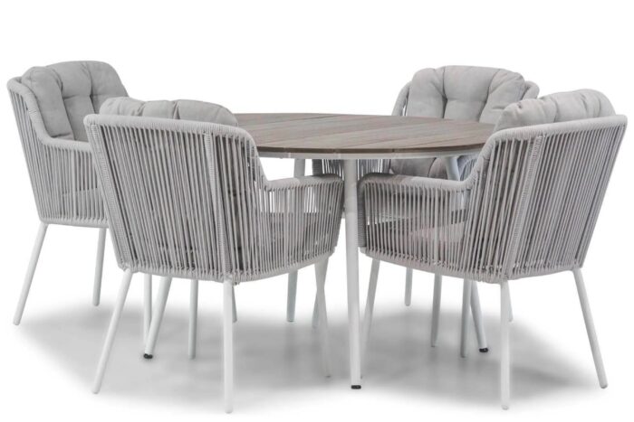 Santika Furniture Tendenza/Yala 125 cm dining tuinset 5-delig – Wit