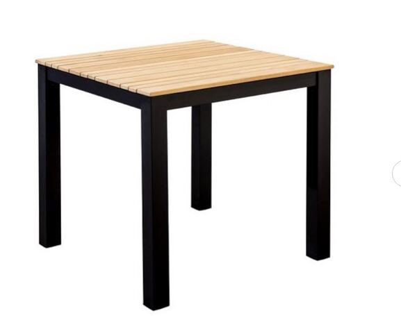 Yoi Arashi dining tafel 76x76cm aluminium black teak – zwart