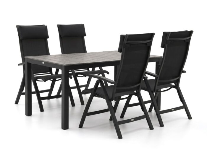Bellagio tuinmeubelen Bellagio Lugo/Fidenza 160cm dining tuinset 5-delig verstelbaar Laagste prijsgarantie! – Grijs