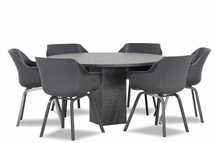 Hartman Sophie element/Graniet rond 140 cm dining tuinset 7-delig – Grijs-antraciet