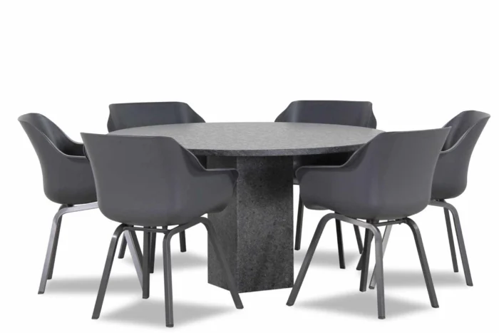 Hartman Sophie element/Graniet rond 140 cm dining tuinset 7-delig - Grijs-antraciet