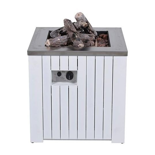 Garden impressions Cozy Living sfeerhaard Faro mat wit aluminium 80×80 cm