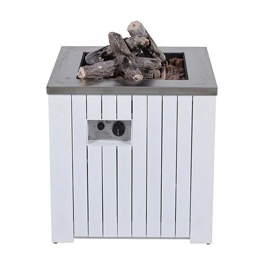 Garden impressions Cozy Living sfeerhaard Faro mat wit aluminium 80x80 cm