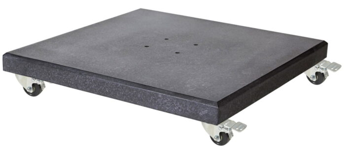Warentuin over zee Zweefparasolvoet Platinum 120kg graniet ‘Modena Monza’ met vier wielen, enkel geschikt voor Platinum, OWN & Hawaii (GI) zweefparasols – zwart