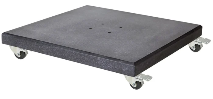 Warentuin over zee Zweefparasolvoet Platinum 120kg graniet 'Modena Monza' met vier wielen, enkel geschikt voor Platinum, OWN & Hawaii (GI) zweefparasols - zwart